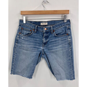 Madewell The Slim Boyjean Cutoff Shorts Mid-Rise Raw Hem Blue Womens 26